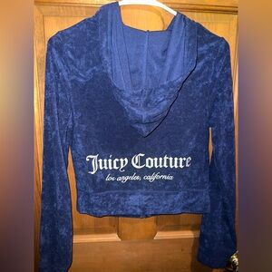 Juicy Couture Los Angeles Bling Velour Hoodie Jacket Regal Blue